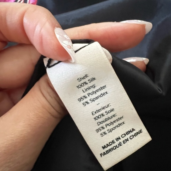 NWT Cinq a Sept Black Floral 100% Silk Mini Slip Dress w/ Side Tie Size 6 - Picture 9 of 9